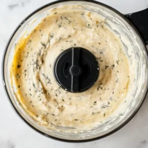 Cottage cheese flatbread batter in food processor bowl