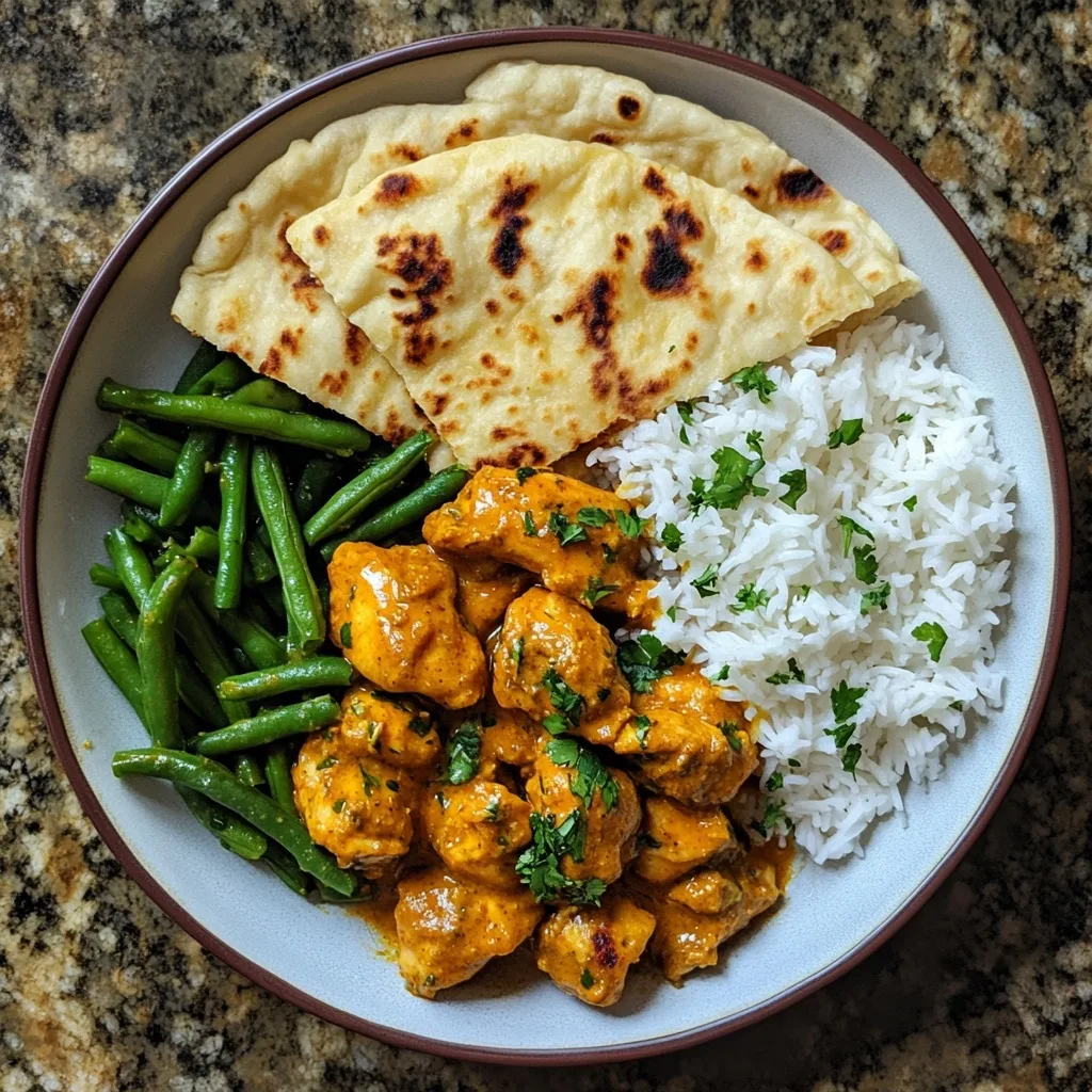 Easy Pan Fried Curry Chicken Recipe – Ready in Just 30 Minutes! 8 Pan fried curry chicken served with rice, green beans, and naan bread