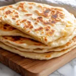 Extreme close-up of stacked cottage cheese flatbread recipe no egg