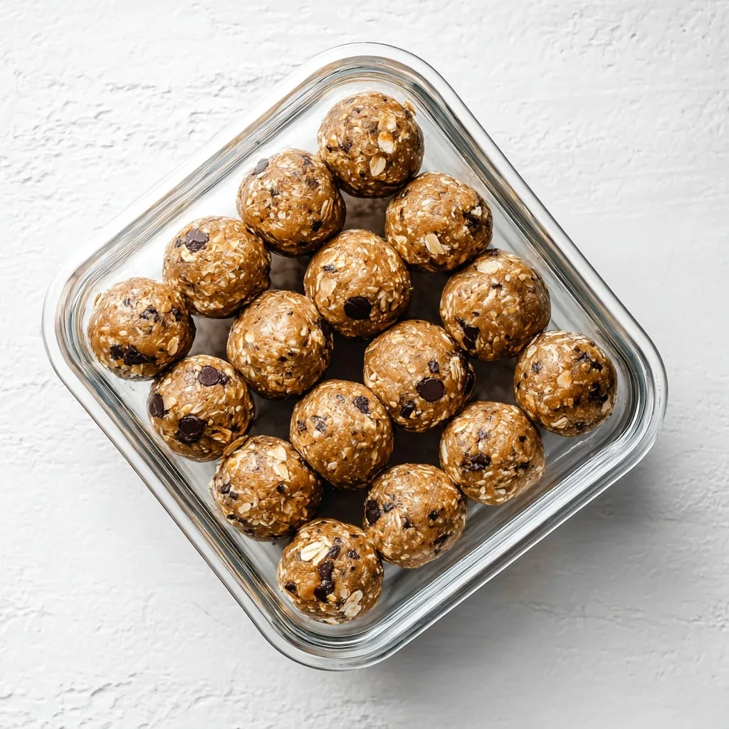 3 Vegan High Protein Snacks That Build Muscle Fast and Clean 25 Vegan protein energy balls stacked in a glass container on a white surface