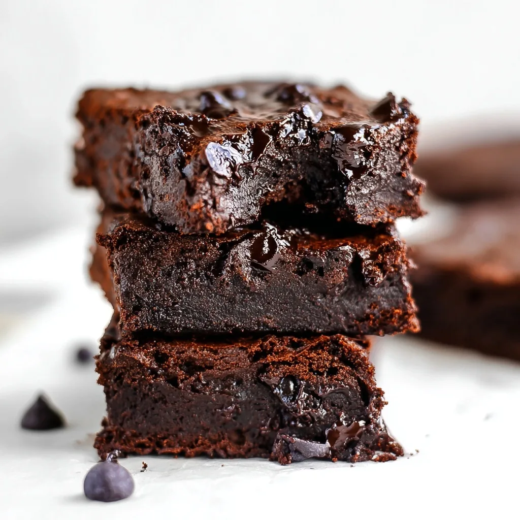 4 High Protein Dessert Snacks to Curb Cravings (No Guilt, Just Gains) 38 Stack of fudgy protein brownies with melty dark chocolate chips