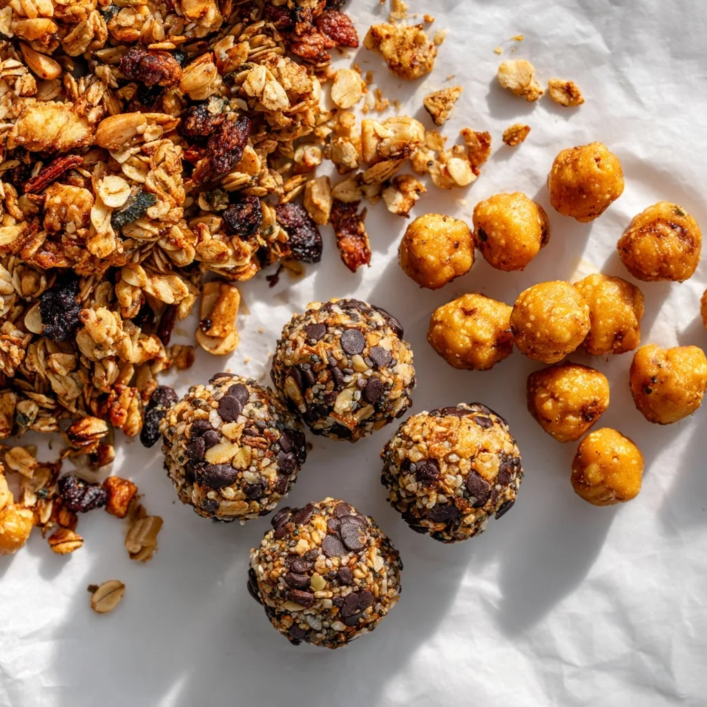 3 High Protein Trail Mix & Nut Snacks for Energy 22 Healthy homemade snacks with granola, roasted chickpeas and energy balls