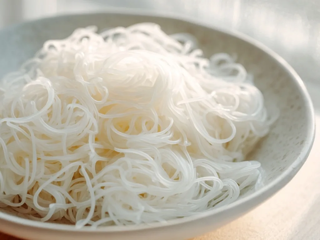 How to Cook Vermicelli Noodles for Rice Paper Rolls 9 How to Cook Vermicelli Noodles for Rice Paper Rolls Freshly cooked rice vermicelli noodles in white bowl