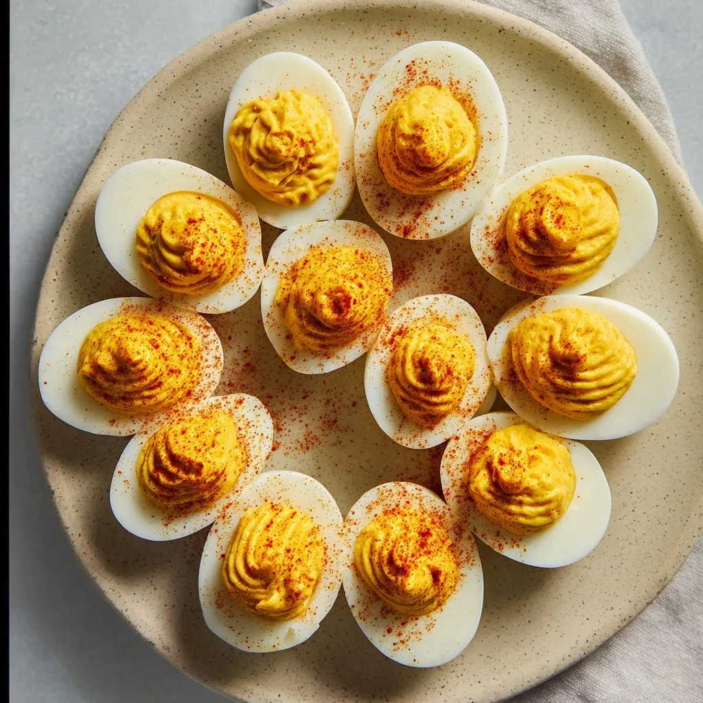25 High Protein Snacks for Muscle Gain to Maximize Recovery & Results 23 Classic deviled eggs topped with paprika on a plate