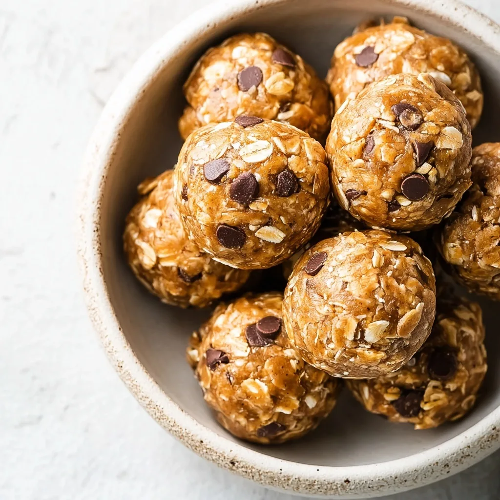 25 High Protein Snacks for Muscle Gain to Maximize Recovery & Results 11 Protein energy balls with oats and chocolate chips in a bowl