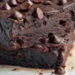 2-Ingredient Black Bean Protein Bars (No Bake, High Protein Snack) 8 close-up of chocolate black bean protein bar topped with chocolate chips