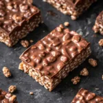 4-Ingredient Homemade Crunch Bars 11 Homemade chocolate crunch bar on slate surface
