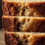 Close-up of moist healthy flourless banana bread slices