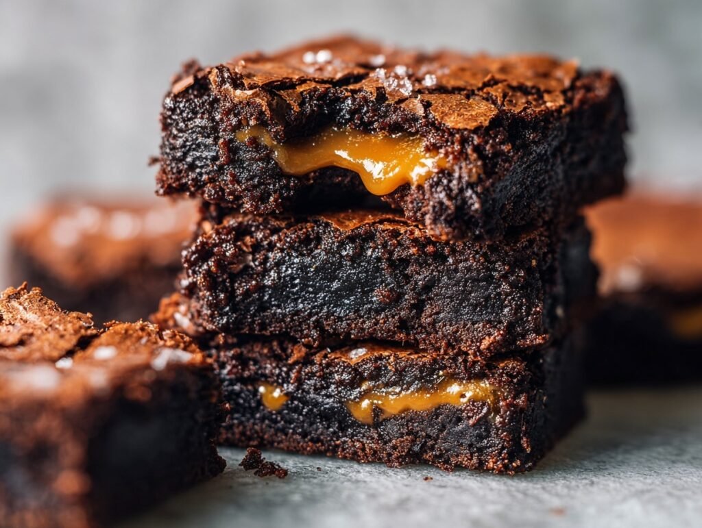 5 Best Brownie Recipes Archives – Fudgy & Irresistible 7 stack of fudgy salted caramel brownies with gooey chocolate center