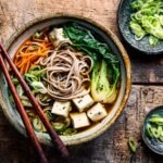 5-Step Ginger Miso Noodle Soup – High-Protein Vegan Bowl 9 Ginger miso noodle soup with tofu, bok choy, and carrots