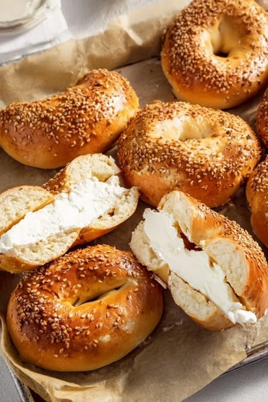Air fryer protein bagels ready to be served on a plate