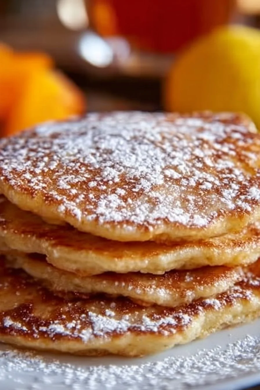 Delicious apple yogurt pancakes stacked on a plate