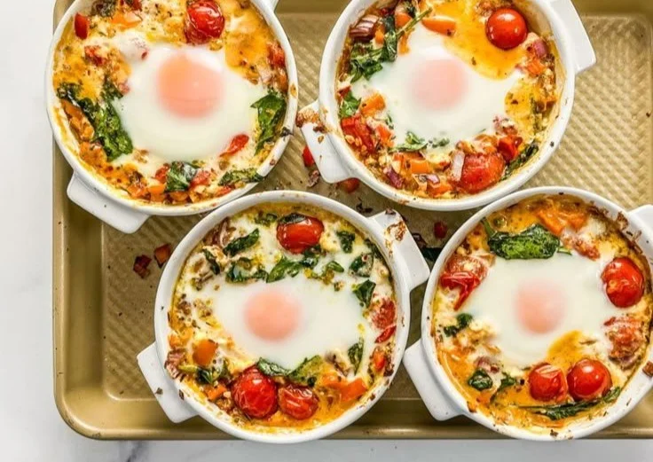 Baked Feta Eggs with Tomatoes and Spinach 8 Baked Feta Eggs with Tomatoes and Spinach
