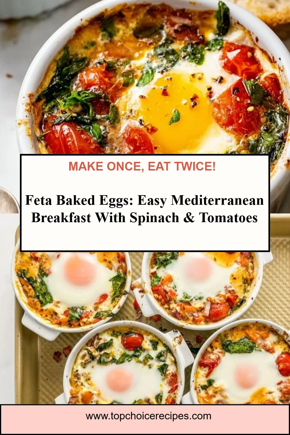 Baked Feta Eggs with Tomatoes and Spinach 5 Baked Feta Eggs with Tomatoes and Spinach