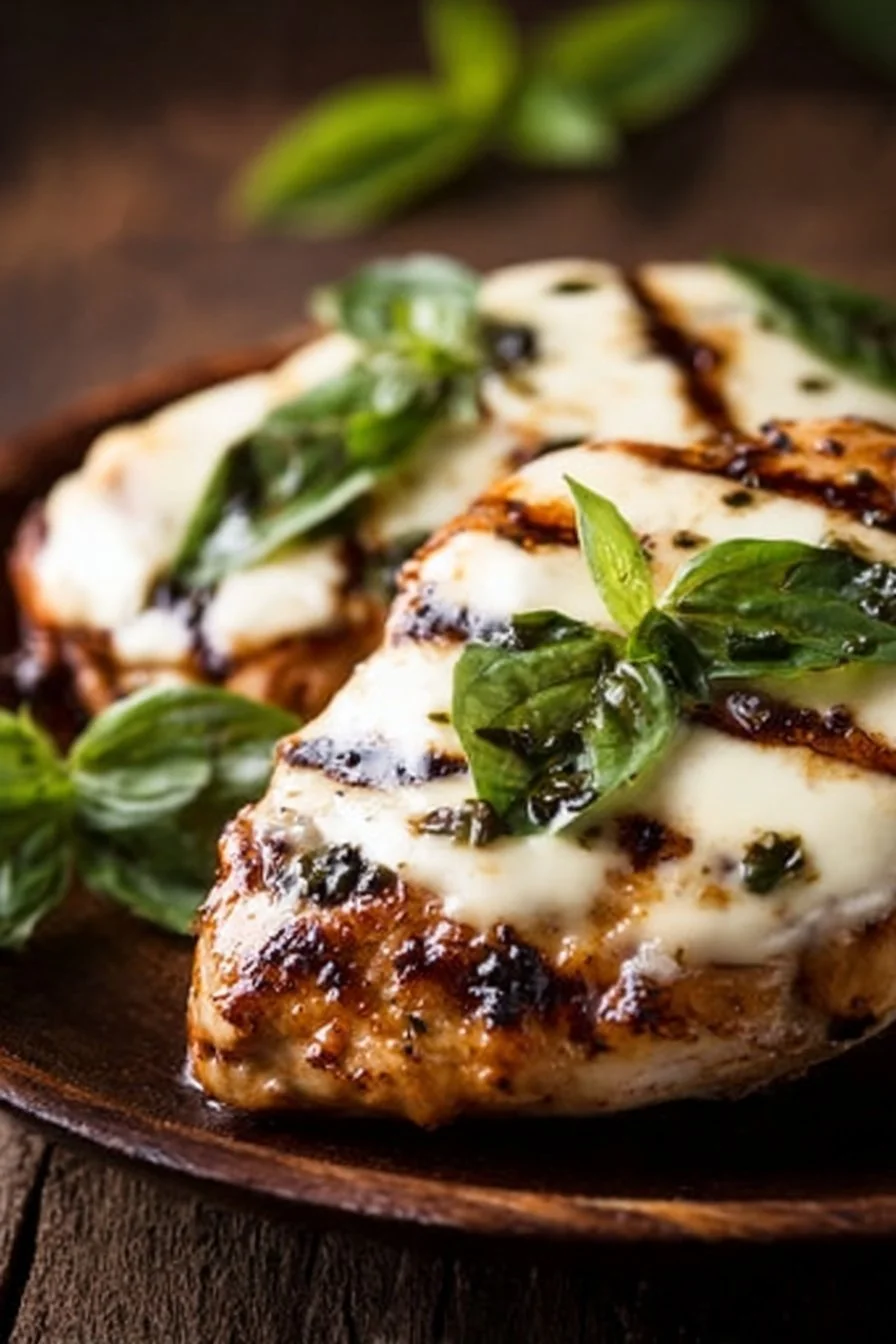 Balsamic Baked Chicken Breast 4 Juicy Balsamic Baked Chicken Breast garnished with herbs and served with vegetables.