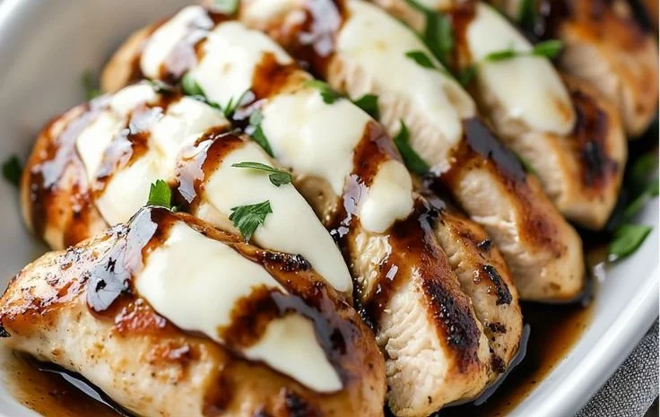 Balsamic Baked Chicken Breast with Mozzarella Cheese