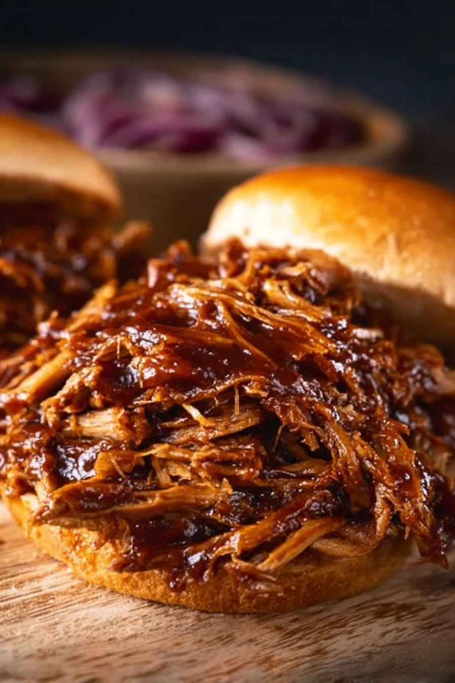 Delicious BBQ pulled pork made in a slow cooker, perfect for any gathering.