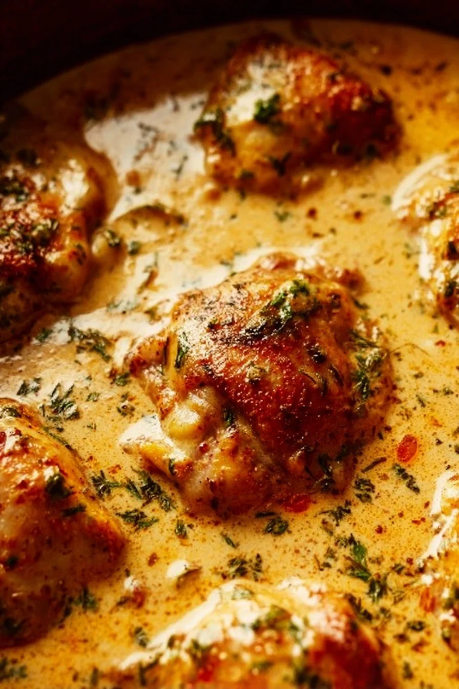 Creamy Oven Baked Chicken Thighs