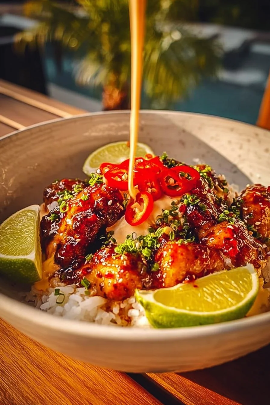 Sweet Chili Chicken Bowl with Coconut Lime Drizzle