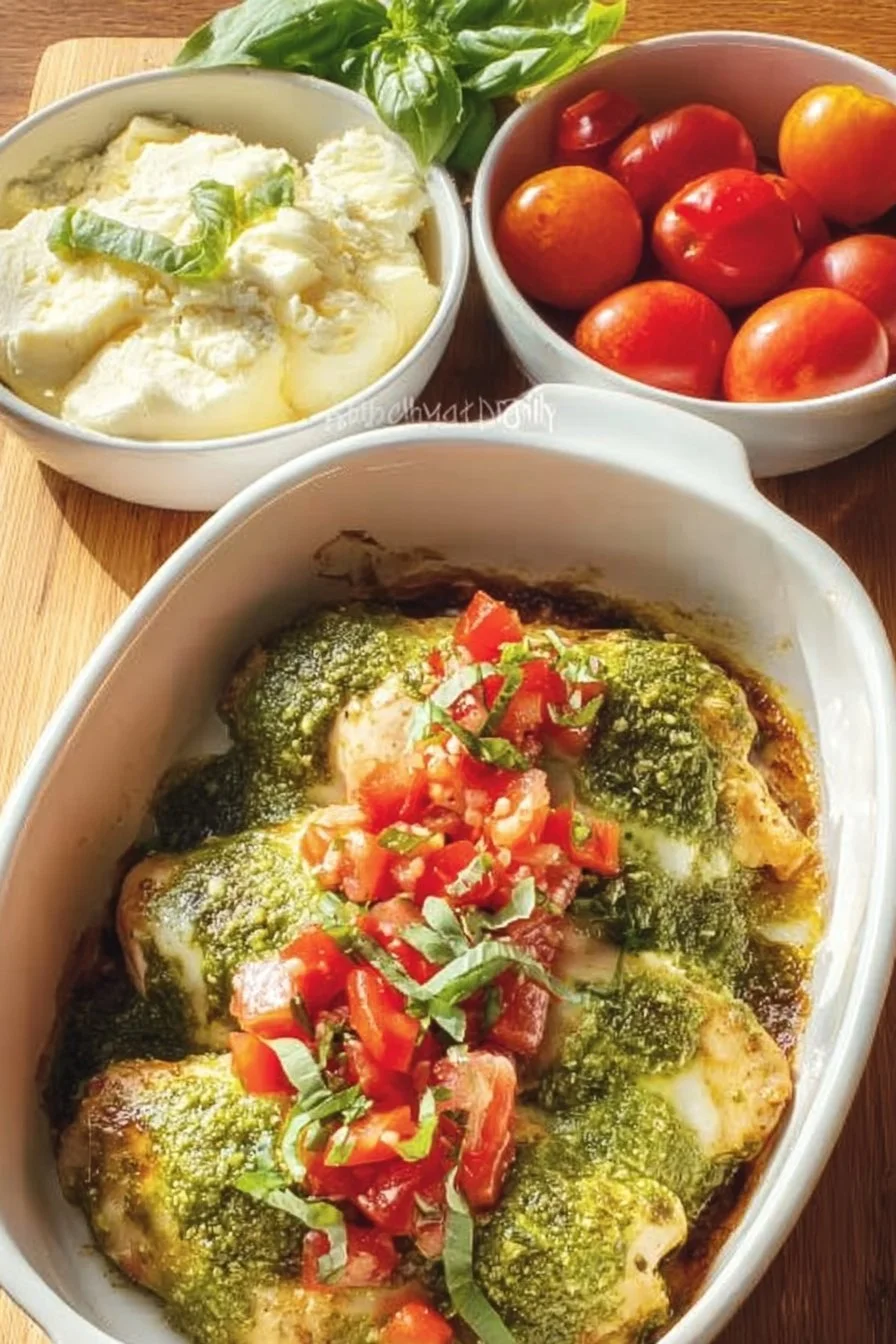Creamy Pesto Baked Chicken