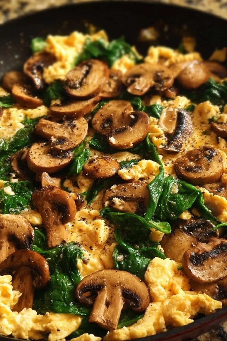 Best 30 High-Protein Breakfast Recipes for a Nutritious Start 14 Mushroom Spinach Scrambled Eggs