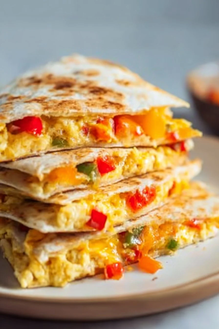 Delicious breakfast quesadilla filled with cheese and eggs