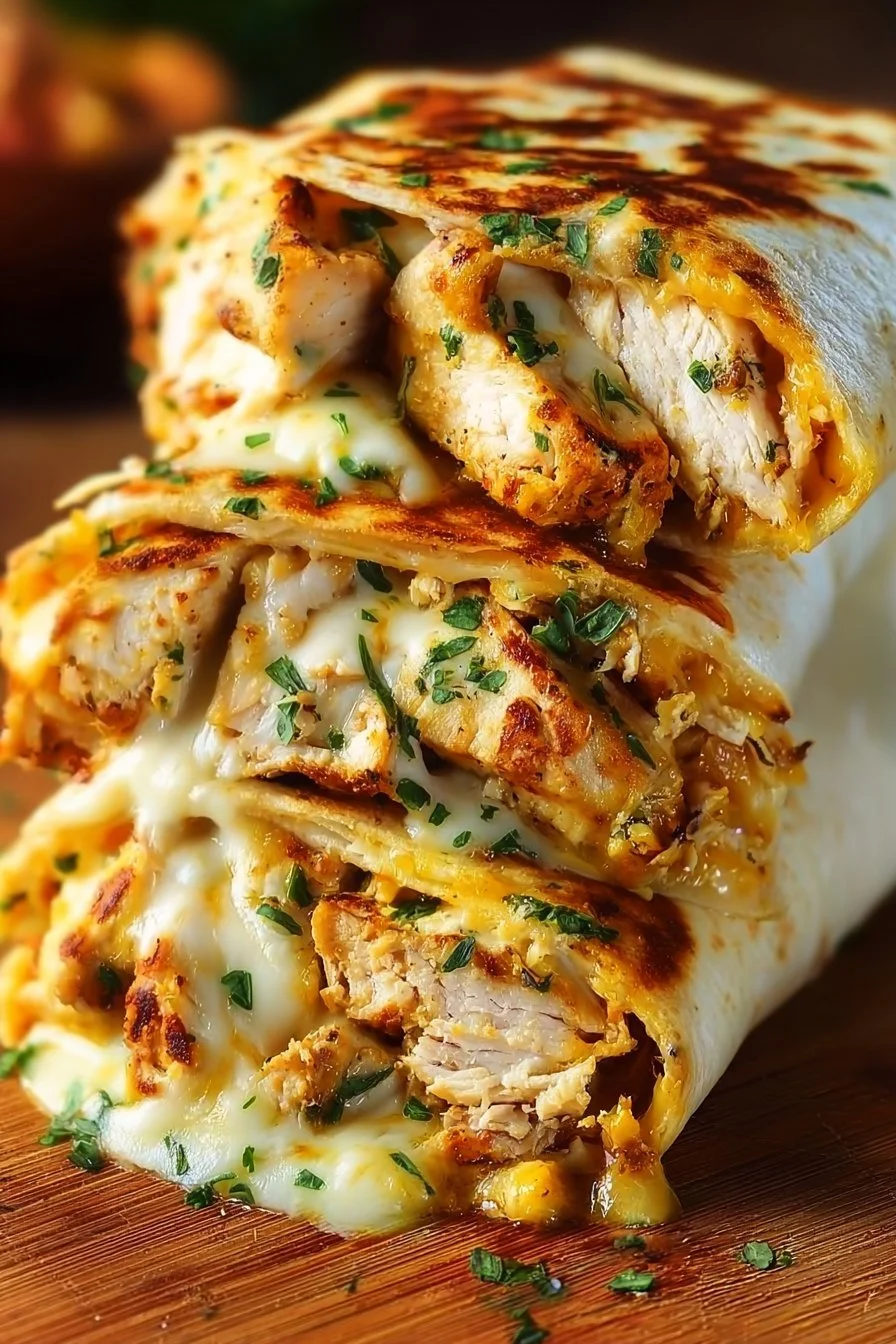 Cheesy Garlic Chicken Wraps 6 Cheesy Garlic Chicken Wraps
