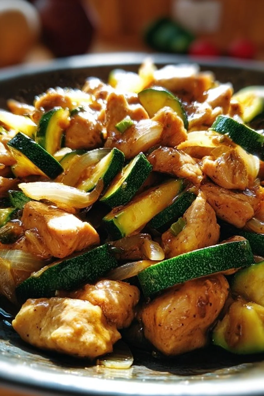 Chicken Zucchini Stir Fry 4 A delicious chicken zucchini stir fry featuring colorful veggies and tender chicken pieces