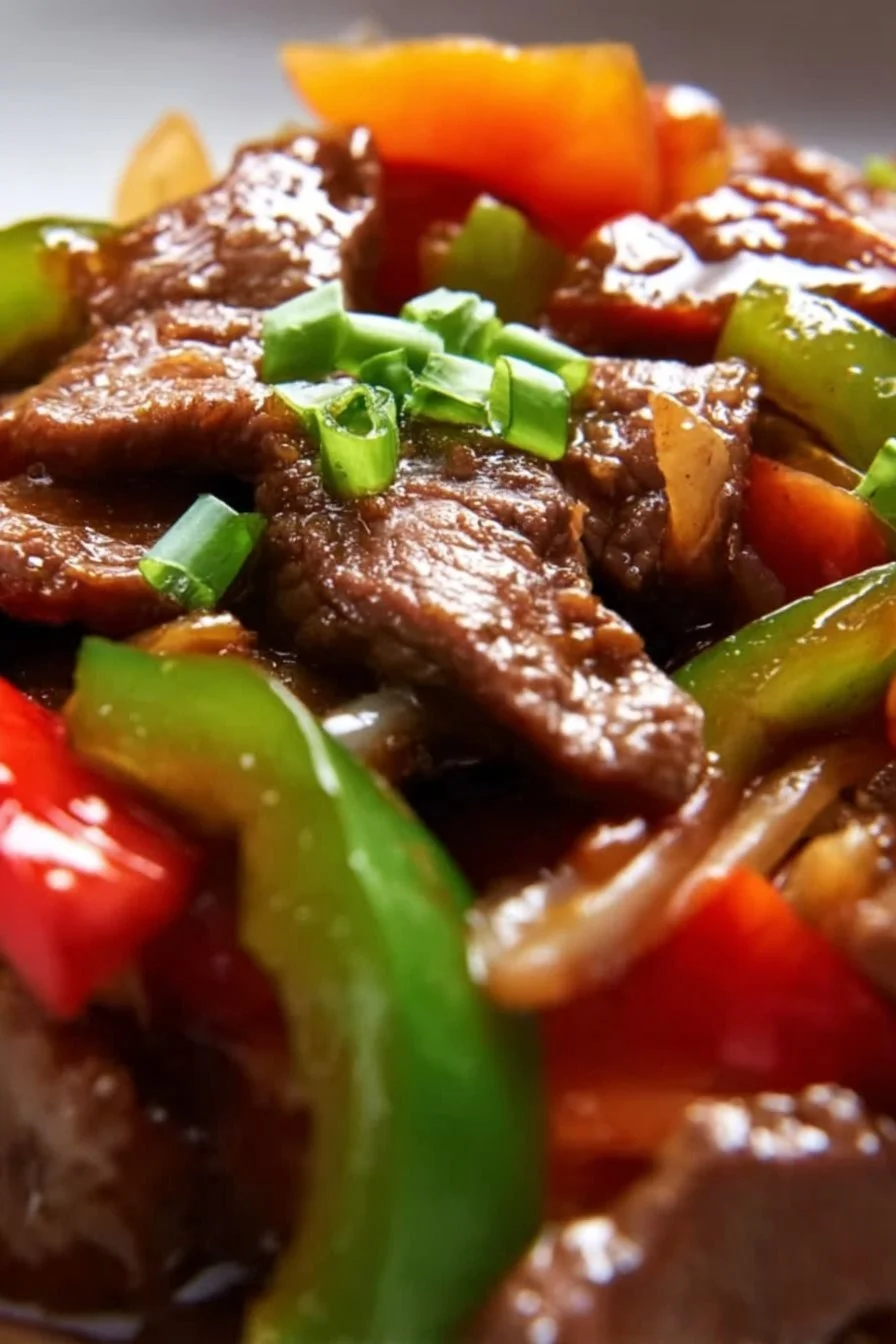 Chinese Pepper Steak 4 Delicious Chinese pepper steak served with vegetables and rice