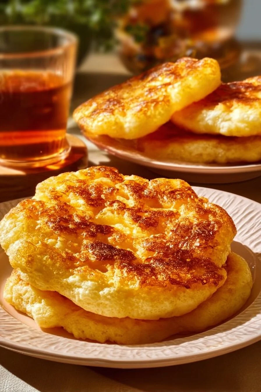 Delicious cloud bread breakfast served with toppings.