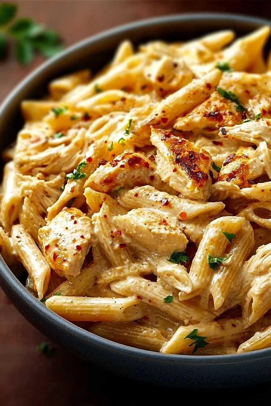 Crock Pot Creamy Cajun Chicken Pasta served in a bowl
