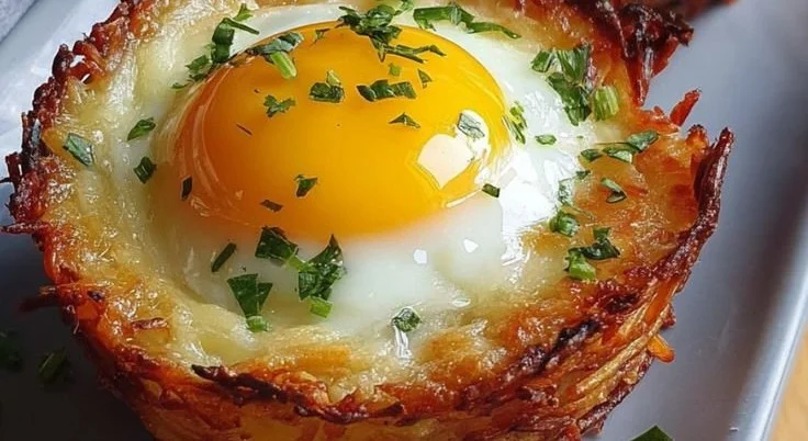 Eggs in Crispy Hash Brown Baskets