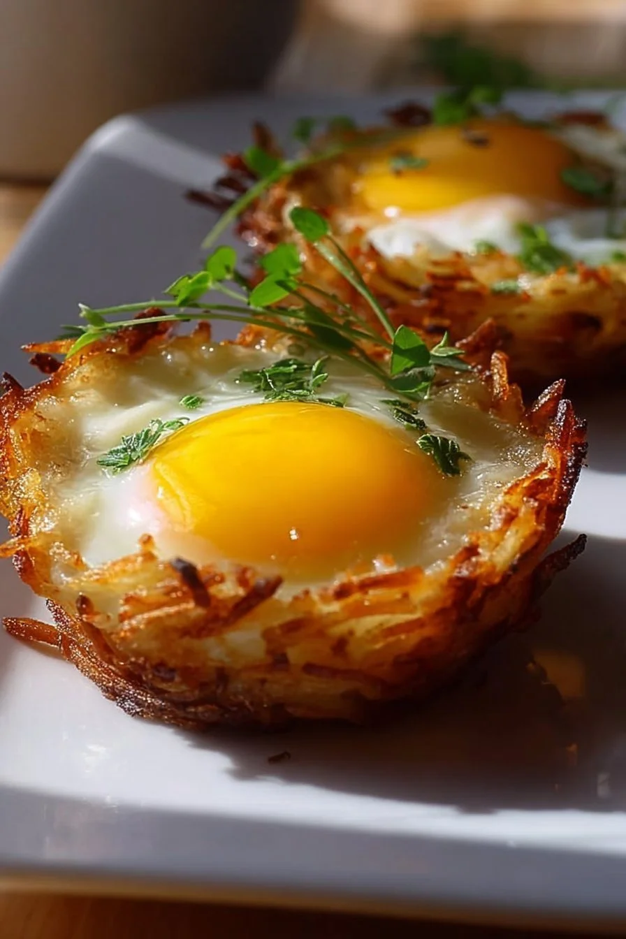 Eggs in Crispy Hash Brown Baskets 7 Eggs in Crispy Hash Brown Baskets