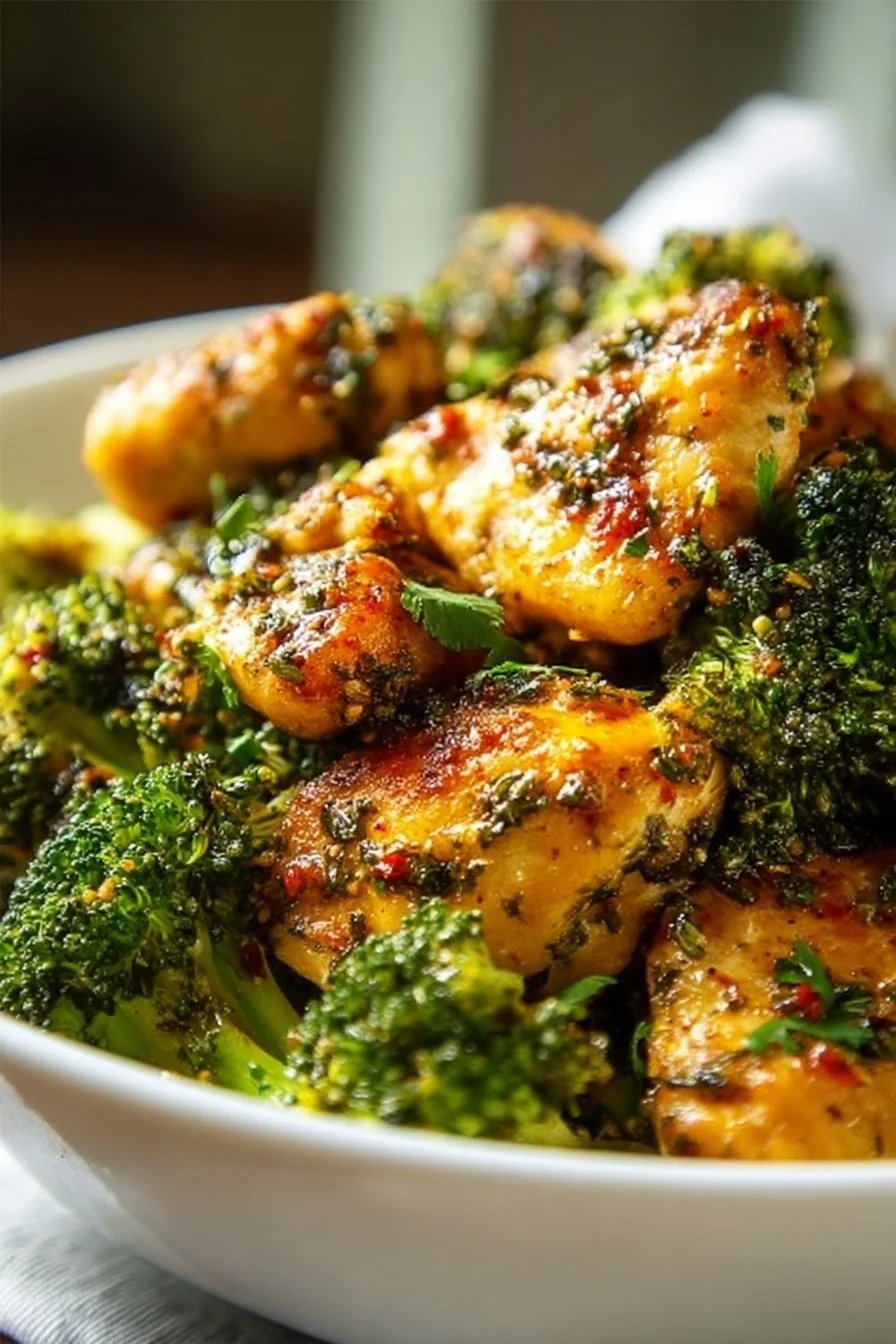 Garlic Butter Chicken Broccoli 4 Delicious Garlic Butter Chicken with sautéed broccoli on a plate.
