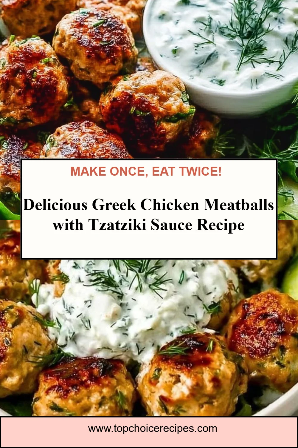 Greek Chicken Meatballs with Tzatziki Sauce
