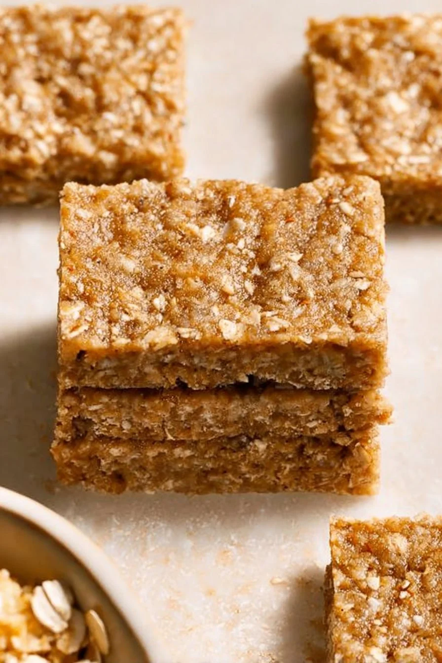 Healthy oatmeal breakfast bars made with nutritious ingredients.