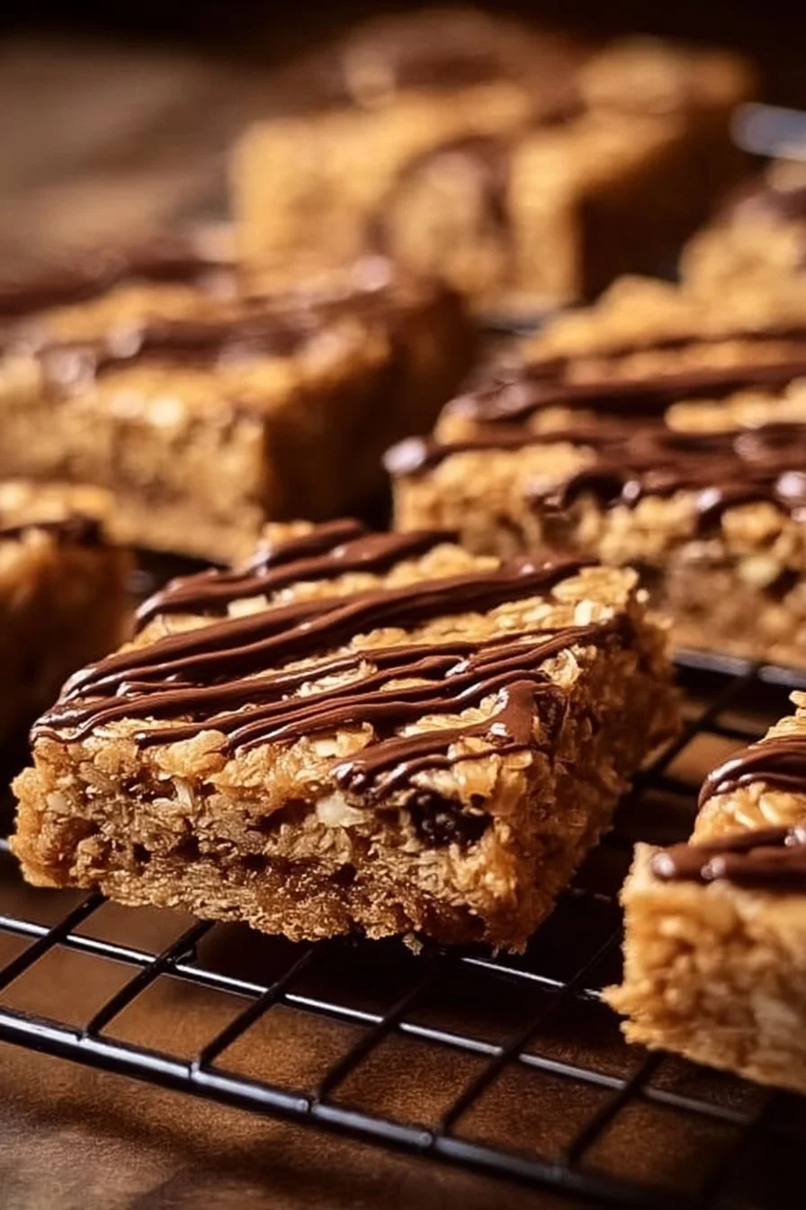 Healthy Peanut Butter Chunk Oatmeal Bars 4 Healthy peanut butter chunk oatmeal bars with nuts and oats