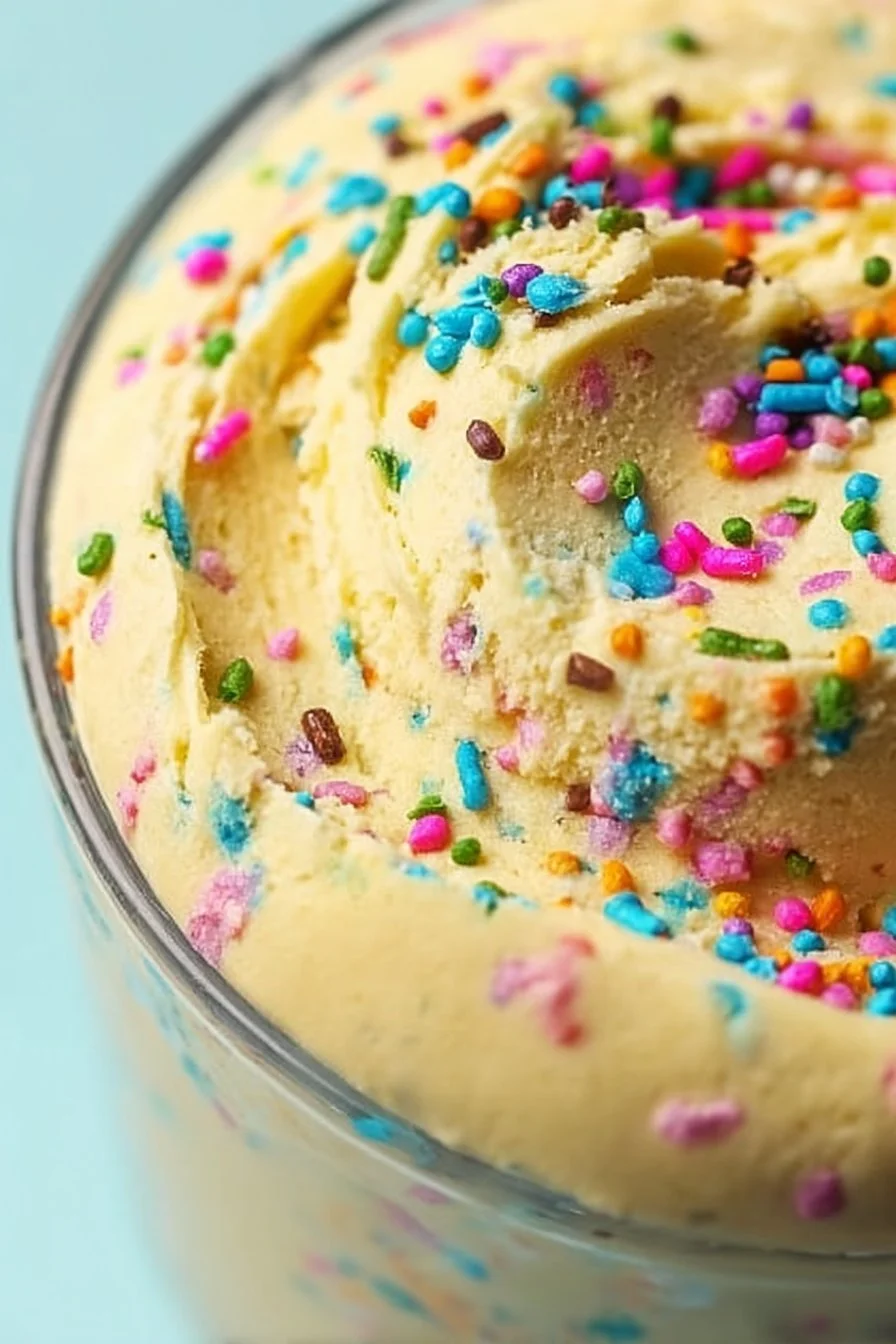 High protein edible cookie dough in a bowl with chocolate chips