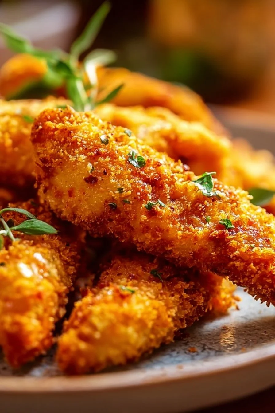 Delicious homemade baked chicken tenders on a plate