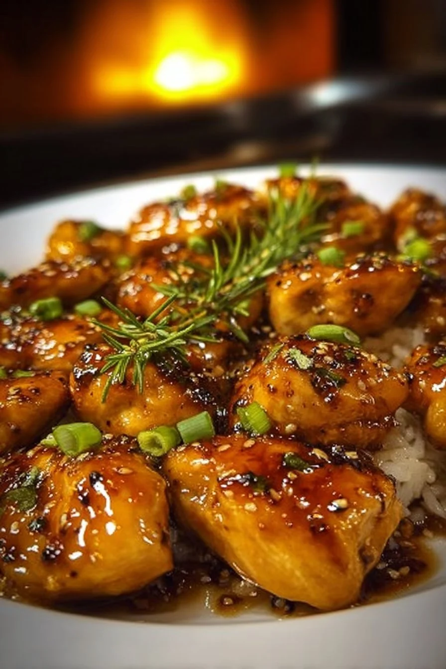 Honey Garlic Chicken Breasts served with vegetables on a plate