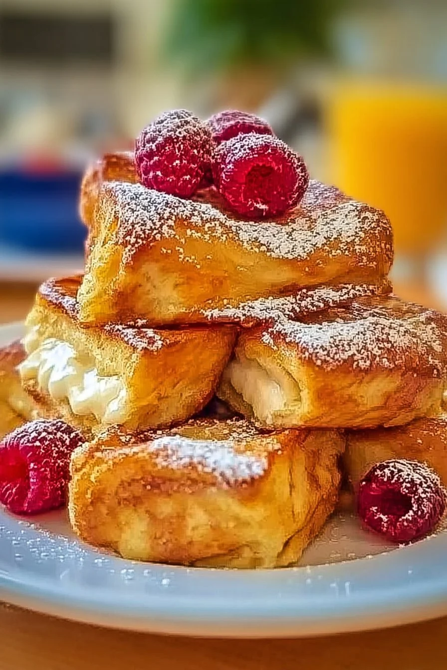 Irresistible Hawaiian Roll French Toast for Sweet Mornings 5 Delicious Hawaiian Roll French Toast topped with syrup and berries.