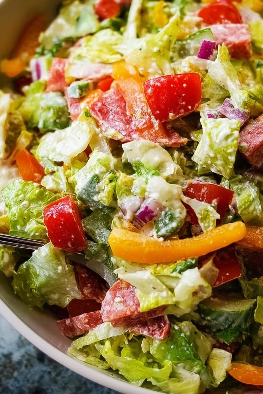 Italian Grinder Salad 4 A vibrant Italian Grinder Salad filled with meats, cheeses, and fresh vegetables.