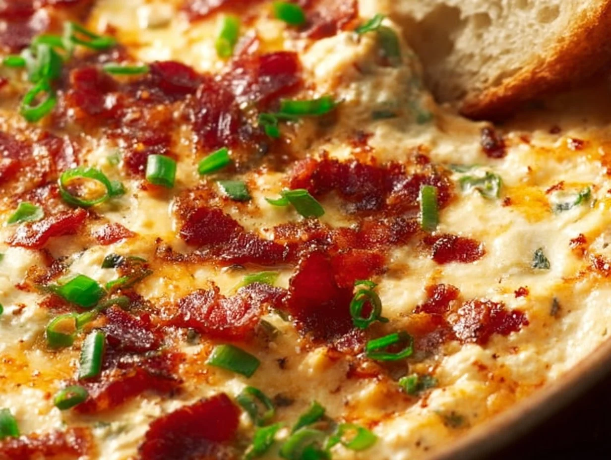 Delicious Jalapeno Popper Dip served in a bowl with tortilla chips