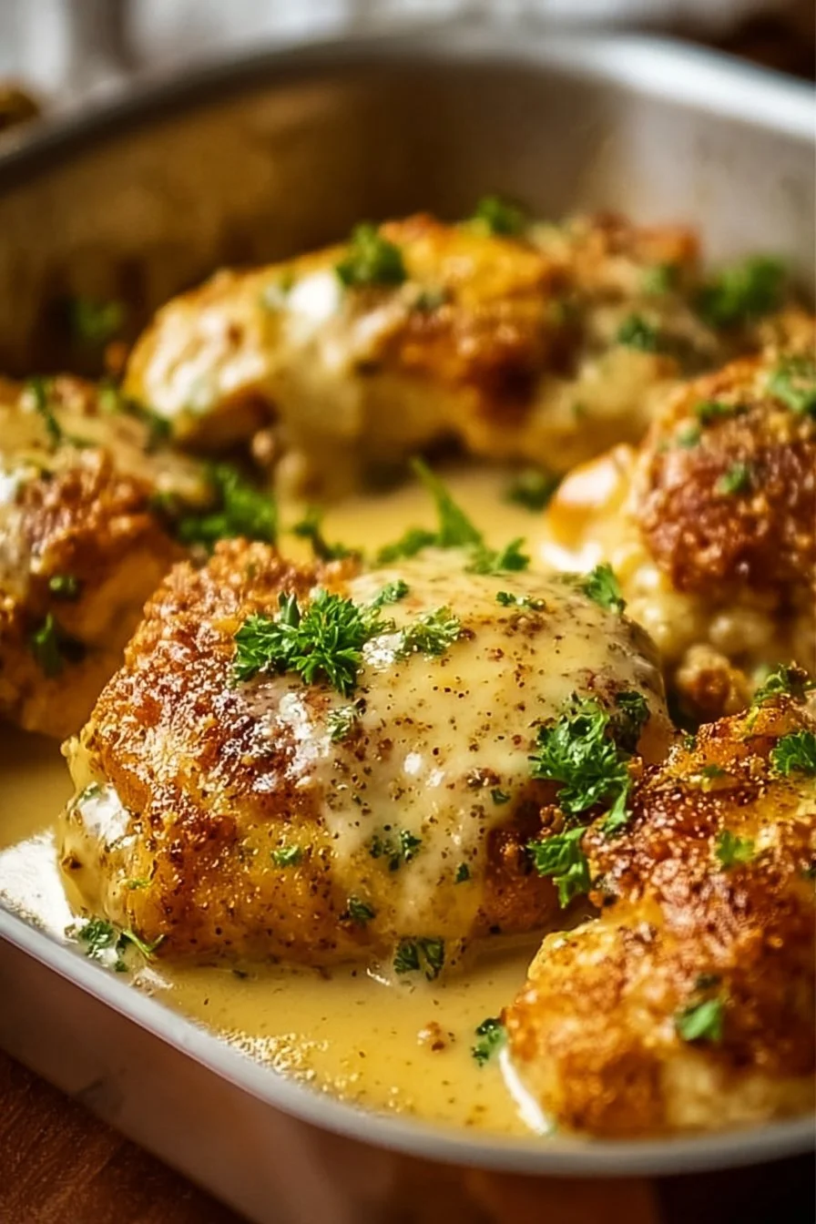 Keto Garlic Parmesan Chicken 4 Delicious Keto Garlic Parmesan Chicken served with a side of vegetables.