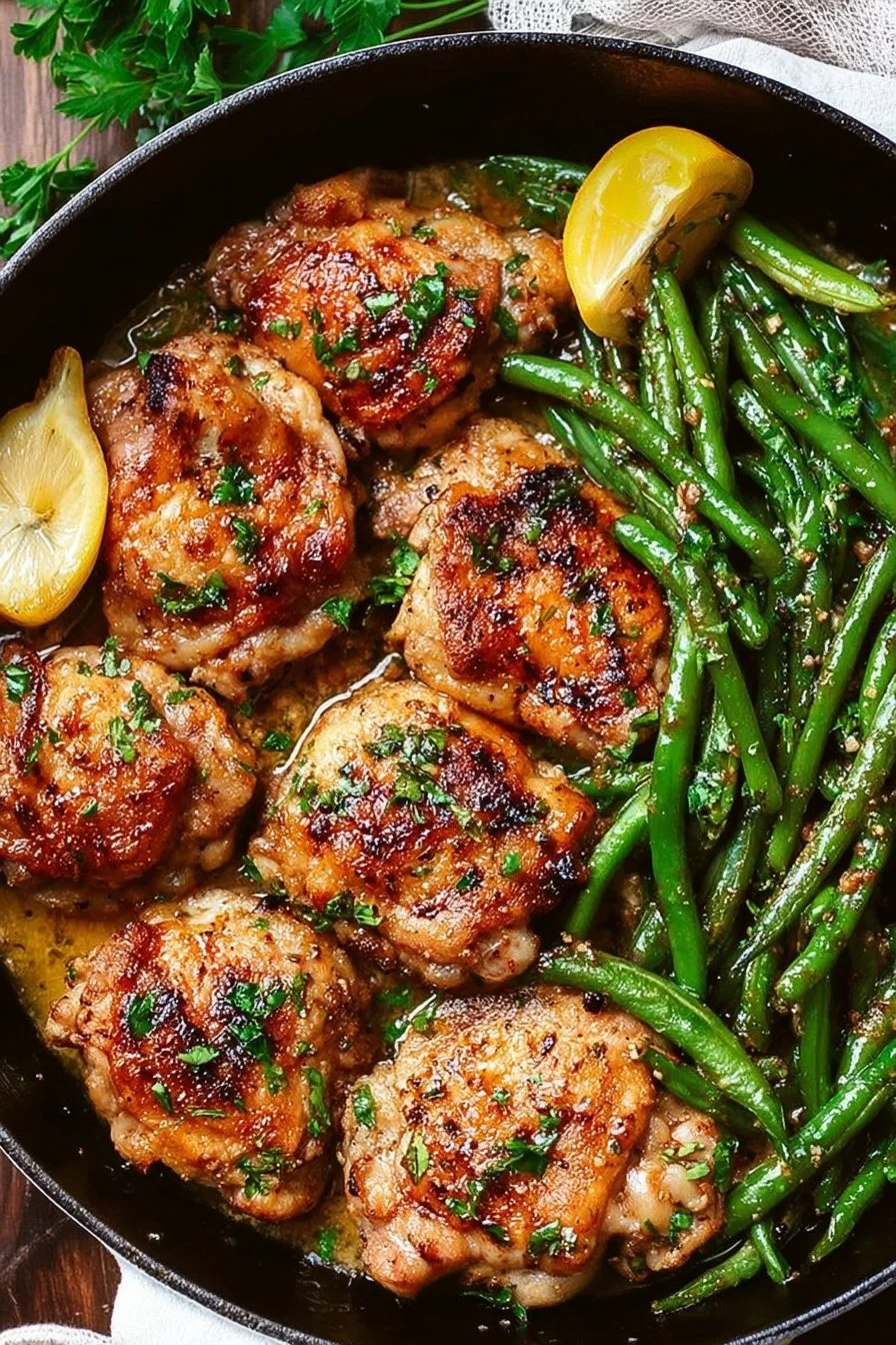 Lemon Garlic Butter Chicken and Green Beans Skillet