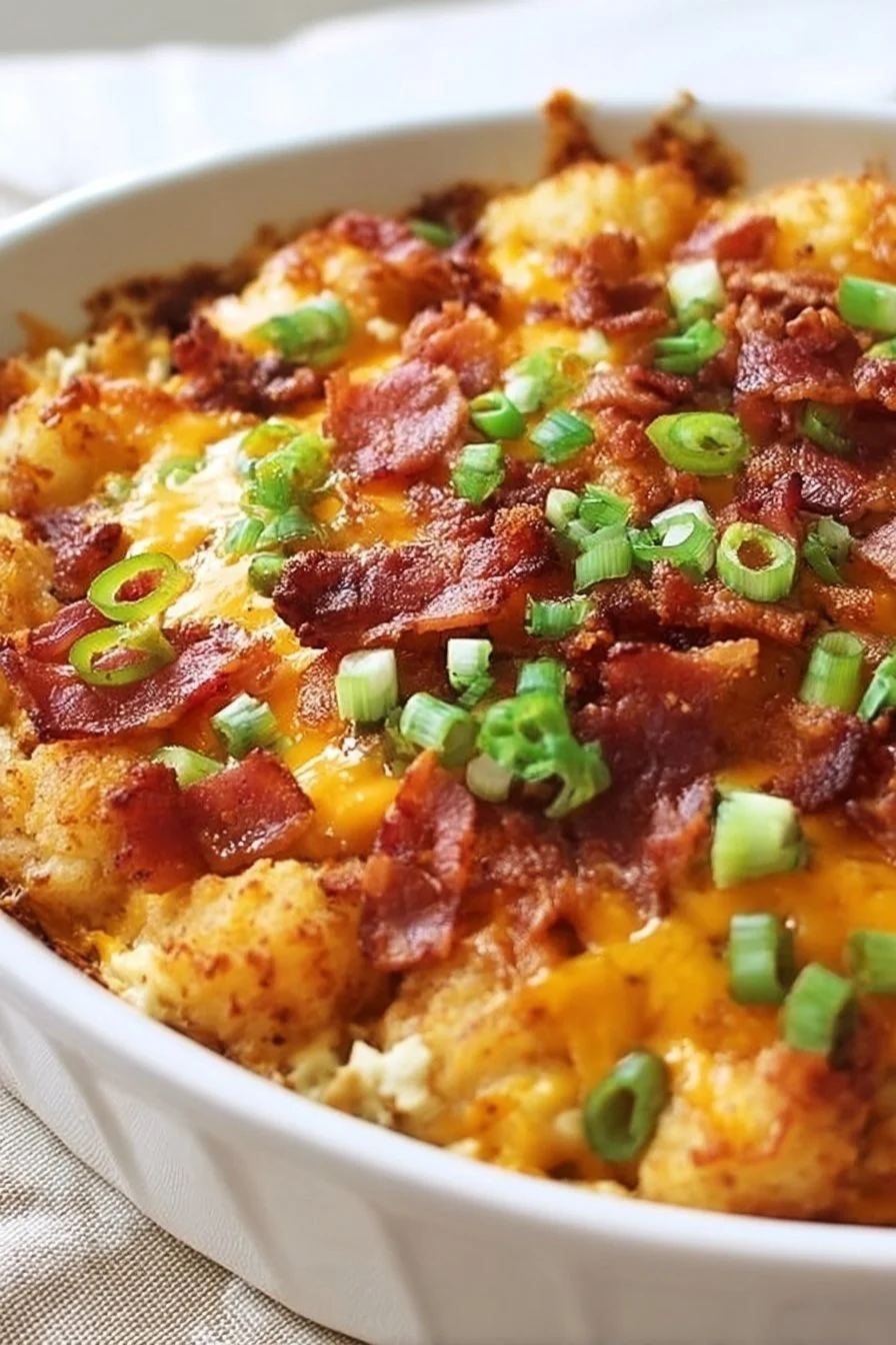 Loaded Tater Tot Breakfast Casserole