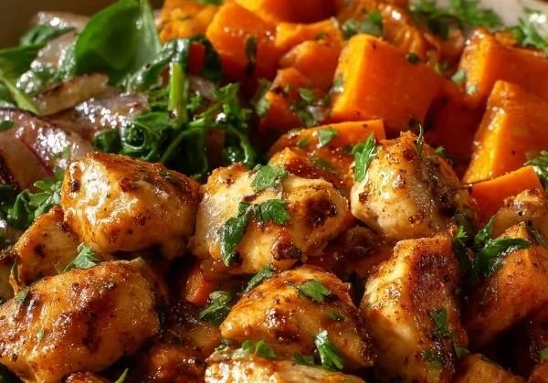 Maple Dijon Chicken & Sweet Potato Bowls