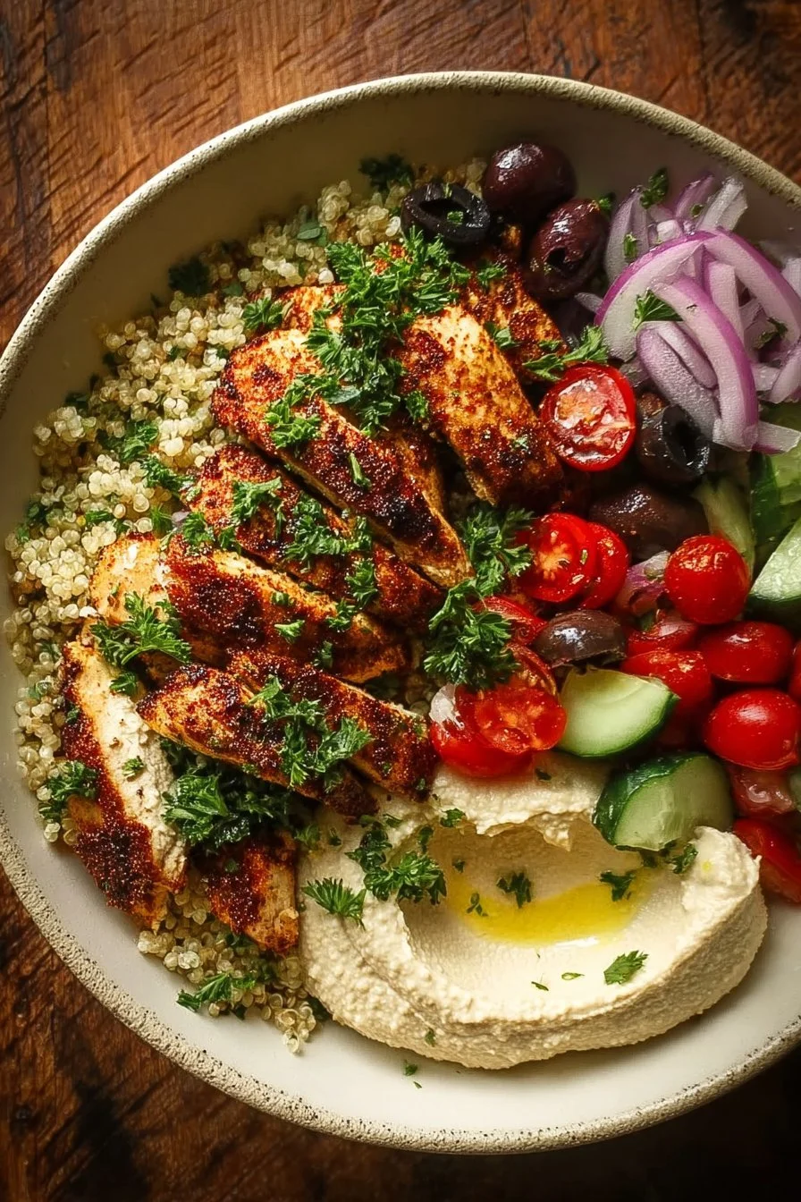 Mediterranean Chicken Bowl 4 Delicious Mediterranean Chicken Bowl with fresh vegetables and grains