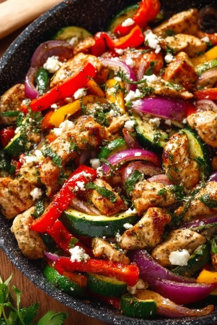 Vibrant Mediterranean Chicken Stir Fry with colorful vegetables