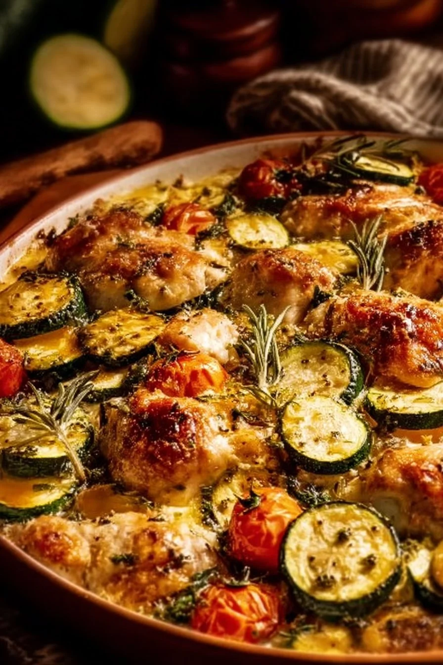 Mediterranean Chicken Zucchini Bake